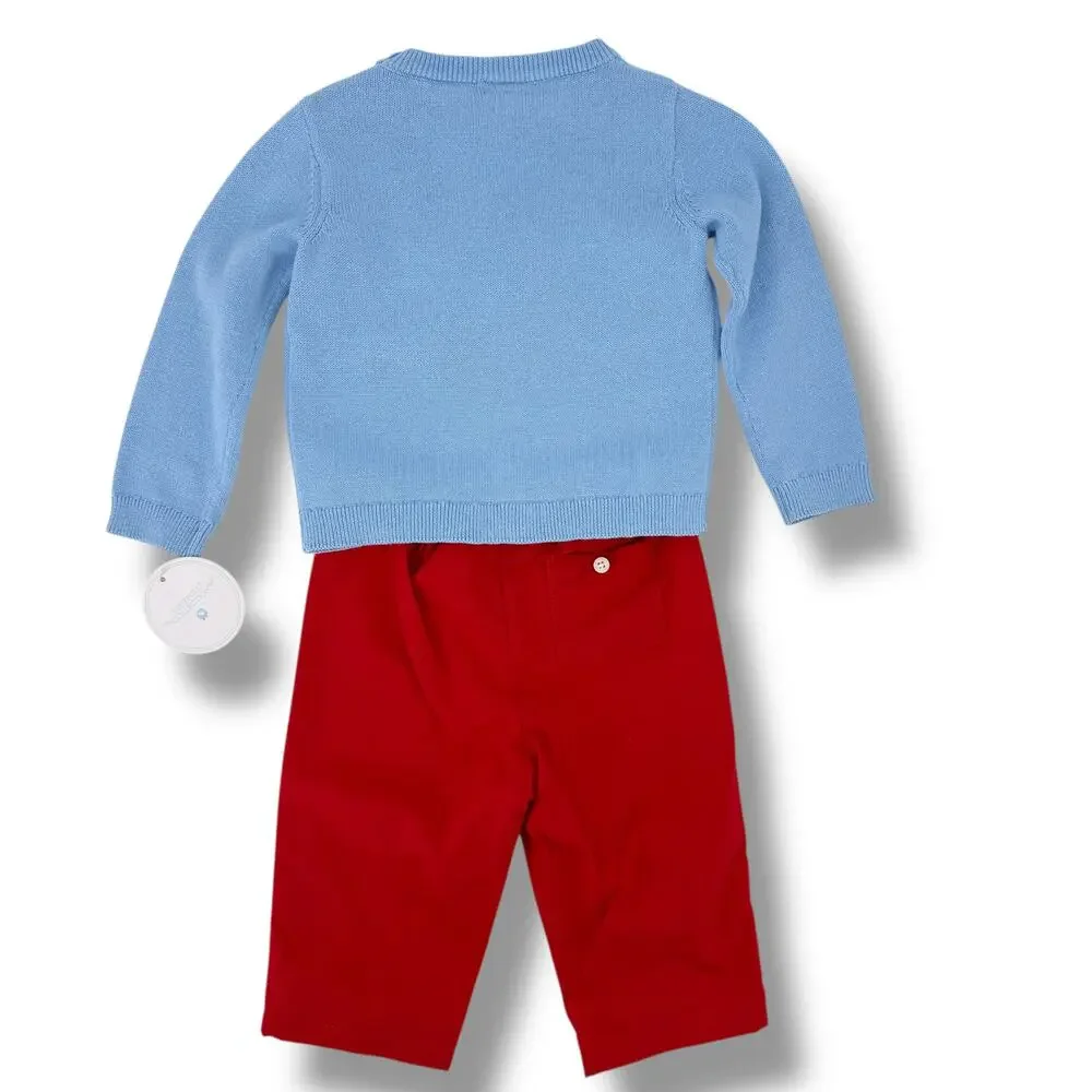 Edgehill Collection Baby Boy Race Car Knit Sweater Pants Set Size 18 Months